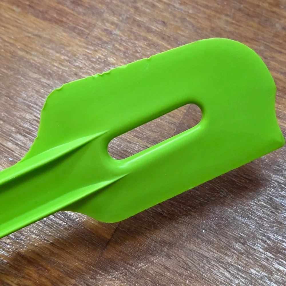 Vintage Tupperware Lime Green Slotted Mixing Spatula 13-36 Retro Kitchen Tool